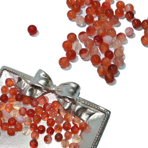 BLAESIFF Natürliche Edelstein Perlen zur Schmuckherstellung, 6mm lose runde Halbedelstein perlen für Armbänder und Halsketten, 58-60Stück (Roter Achat, 6 mm) von BLAESIFF