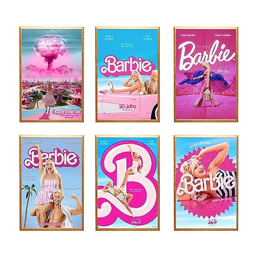 BLAIS Pack of 6 Barbi Poster Margot Robbie Movie Posters Pink Poster Wandbilder Wohnzimmer Leinwand Poster, for Wand Deko Wohnzimmer Schlafzimmer Ungerahmt 08x12Inch (20x30cm) von BLAIS