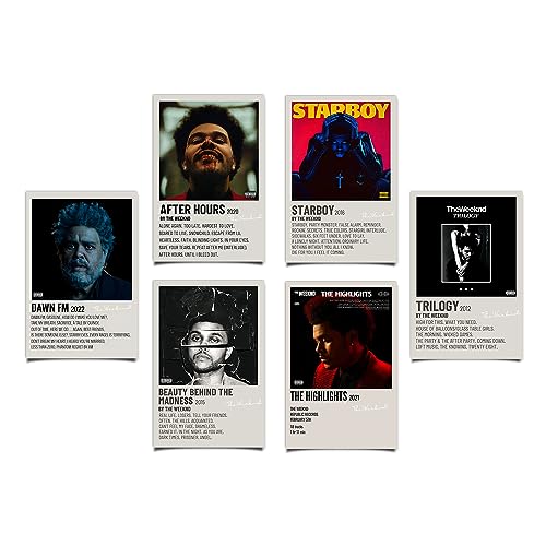 BLAIS Pack of 6 Weeknd Poster Dawn Fm After Hours Starboy Album Cover Poster Wandbilder Wohnzimmer Wandposter Retro Deko, for Schlafzimmer Wohnzimmer Deko Ungerahmt 08x12Inch (20x30cm) von BLAIS