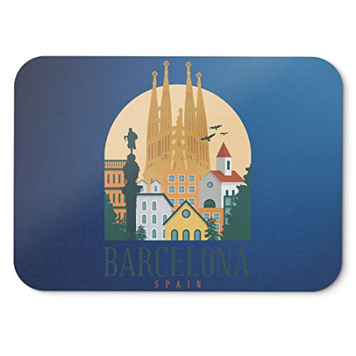 BLAK TEE Barcelona Spain City View Mouse Pad 18 x 22 cm in 3 Colours Blue von BLAK TEE