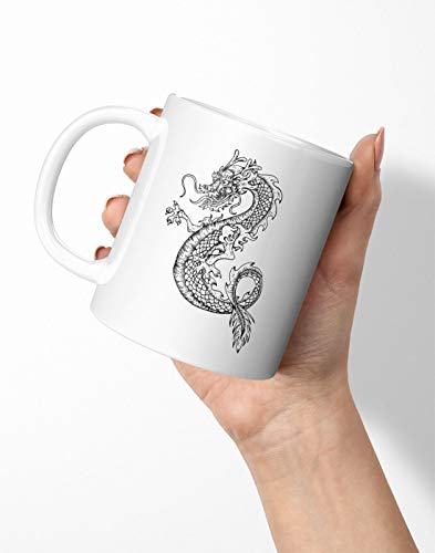BLAK TEE Japanese Style Dragon Illustration Porcelain Coffee and Tea Mug 330 ml BLAK TEE Japanese Style Dragon Illustration Porcelain Coffee and Tea Mug 330 ml von BLAK TEE