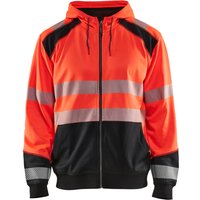 Arbeitskapuzenpullover mit Reißverschluss, Hochsichtbarkeit 3546 – Neonrot/Schwarz 4XL von BLAKLADER