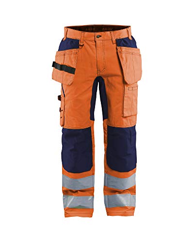 Blaklader 155218115389C144 Arbeitshose mit Stretch, High Vis Orange/Marineblau, Größe C144 von BLÅKLÄDER