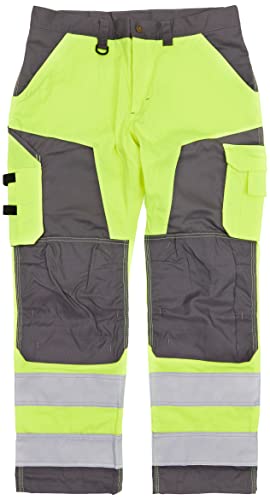 Blaklader 156618113396D124 Arbeitshose ohne Nageltaschen, High Vis Gelb/Mittelgrau, Größe D124 von BLÅKLÄDER