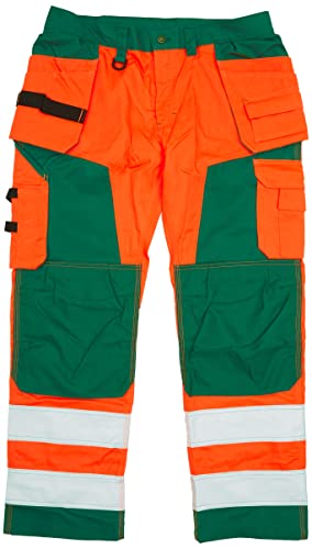 Blaklader 156818115349D108 Handwerker Arbeitshose, High Vis Orange/Grün, Größe D108 von BLÅKLÄDER