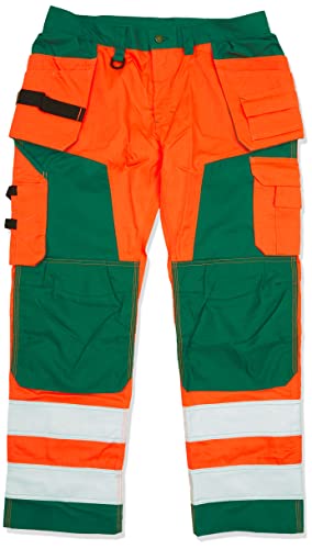 Blaklader 156818115349D124 Handwerker Arbeitshose, High Vis Orange/Grün, Größe D124 von BLÅKLÄDER