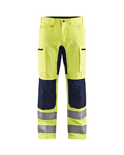 Blaklader 158518113389C48 Arbeitshose mit Stretch, High Vis Gelb/Marineblau, Größe C48 von BLÅKLÄDER