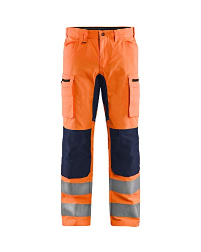 Blaklader 158518115389C62 Arbeitshose mit Stretch, High Vis Orange/Marineblau, Größe C62 von BLÅKLÄDER