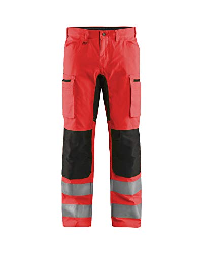 Blaklader 158518115599C152 Arbeitshose mit Stretch, High Vis Rot/Schwarz, Größe C152 von BLÅKLÄDER