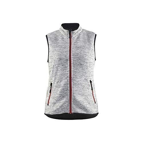 Blaklader 381221179056XS Damen Strickweste, Grau Melange/Rot, Größe XS von BLÅKLÄDER