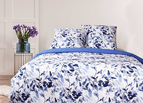 BLANC AVENUE Bettwäsche für Doppelbett, Bettbezug 200 x 200 cm, 2 Kopfkissenbezüge 65 x 65 cm, Bedruckt mit Leaves von BLANC AVENUE
