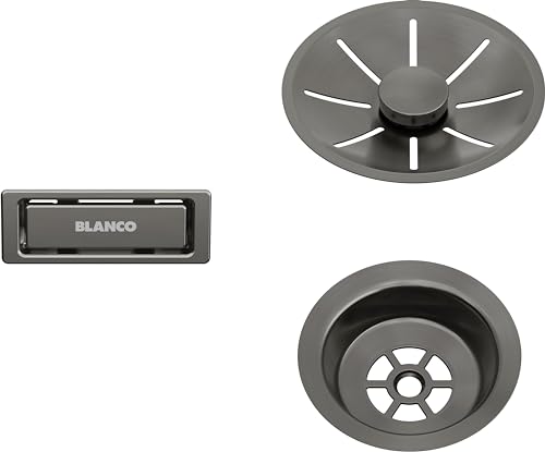 BLANCO Ablauf- und Überlaufset für Einzelbecken | satin dark steel von BLANCO