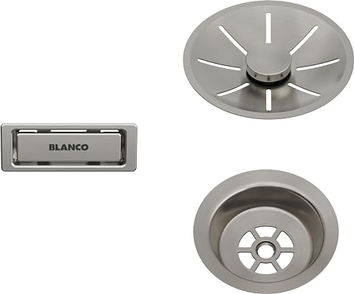 BLANCO Ablauf- und Überlaufset für Einzelbecken | satin platinum von BLANCO