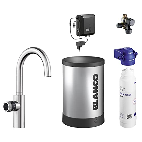 BLANCO drink.hot EVOL Mono PVD Steel | Heißwassersystem | Veredeltes kochend heißes Wasser | Click & Touch Mengeneinstellung | Separater isolierter Auslauf | Armatur von BLANCO