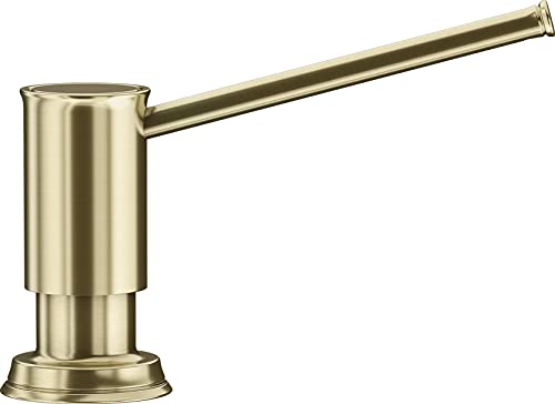 BLANCO LIVIA Spülmittelspender in satin gold | Passend zu allen BLANCO-Küchenarmaturen | Bequem von oben zu befüllen | Spüli | Seifenspender | 35 mm Lochbohrung erforderlich | Flascheninhalt 300 ml von BLANCO