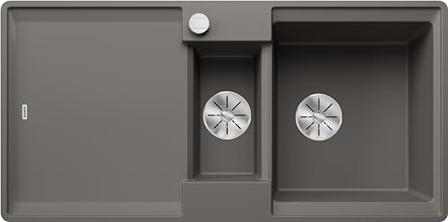 BLANCO ADIRA 6 S-F | Granitspüle aus SILGRANIT vulkangrau | Einbauart: Flächenbündig | reversibel | für 60 cm breite Unterschränke | Großes Becken | Reinigungsfreundliche Öberfläche von BLANCO
