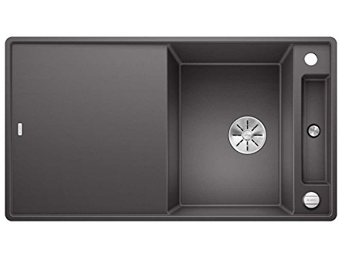BLANCO AXIA III 5 S-F | Granitspüle aus SILGRANIT felsgrau | Einbauart: Flächenbündig | reversibel | mit Glasschneidbrett | für 50 cm breite Unterschränke | Reinigungsfreundliche Öberfläche von BLANCO
