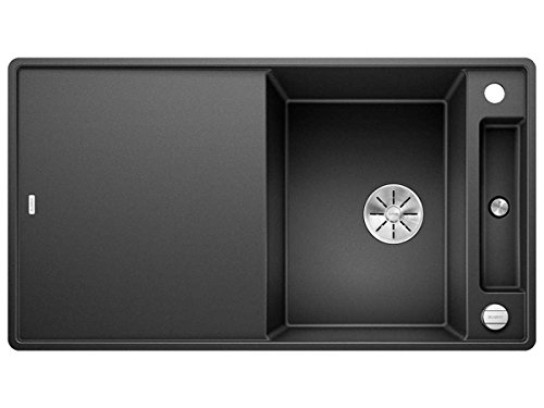 BLANCO AXIA III 5 S-F | Granitspüle aus SILGRANIT anthrazit | Einbauart: Flächenbündig | reversibel | mit Glasschneidbrett | für 50 cm breite Unterschränke | Reinigungsfreundliche Öberfläche von BLANCO