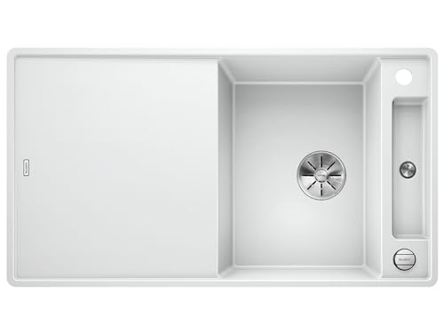 BLANCO AXIA III 5 S-F | Granitspüle aus SILGRANIT weiß | Einbauart: Flächenbündig | reversibel | mit Holzschneidbrett | für 50 cm breite Unterschränke | Reinigungsfreundliche Öberfläche von BLANCO