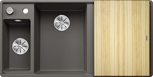 BLANCO AXIA III 6 S-F | Granitspüle aus SILGRANIT vulkangrau | Einbauart: Flächenbündig | Hauptbecken links | mit Holzschneidbrett | für 60 cm breite Unterschränke | Reinigungsfreundliche Öberfläche BLANCO AXIA III 6 S-F | Granitspüle aus SILGRANIT vulkangrau | Einbauart: Flächenbündig | Hauptbecken links | mit Holzschneidbrett | für 60 cm breite Unterschränke | Reinigungsfreundliche Öberfläche von BLANCO