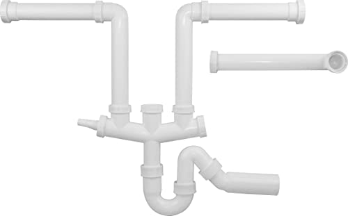 BLANCO Beckenverbindung mit Geruchsverschluss Abgang 50 mm für den Einbau von 2 Becken mit 3 ½'' Korbventilen oder 1 Becken mit 3 ½'' Korbventil und einem Tropf mit 1 ½'' Ventil von BLANCO