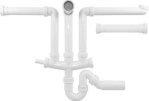 BLANCO Beckenverbindung mit Geruchsverschluss Abgang 50 o. 40 mm für den Einbau von 2 bzw. 3 Becken mit 3 ½'' Korbventilen oder 1 bzw. 2 Becken mit 3 ½'' Korbventil & einem Tropf mit 1 ½'' Ventil von BLANCO