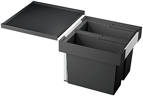 BLANCO FLEXON II 45/2 | Abfall Müllsystem | für 45 cm breite Unterschränke | System zum Einbau in Schubladen | Systemabdeckung | 2 x 16 Liter Eimer | Minimale Einbauhöhe: 355 mm von BLANCO