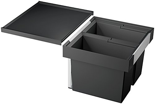 BLANCO FLEXON II 50/2 | Abfall Müllsystem | für 50 cm breite Unterschränke | System zum Einbau in Schubladen | Systemabdeckung | 2 x 19 Liter Eimer | Minimale Einbauhöhe: 355 mm von BLANCO