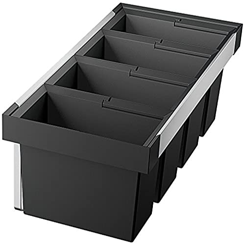 BLANCO FLEXON II low 90/4 | Abfall Müllsystem | für 90 cm breite Unterschränke | System zum Einbau in Schubladen | 3 x 19 Liter und 1 x 16 Liter Eimer | Minimale Einbauhöhe: 324 mm von BLANCO