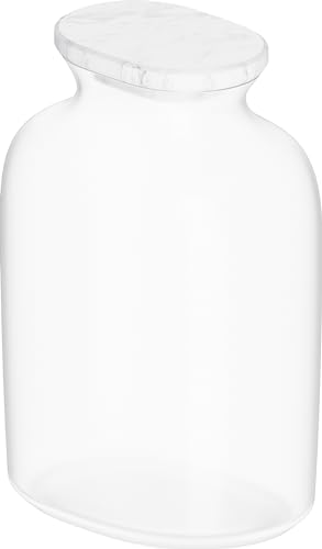 BLANCO Glaskaraffe | Mattes / Frosted Glas, Marmordeckel | 1l Wasserkaraffe für kohlensäurehaltiges Wasser & normales Leitungswasser ​ | Perfekte Ergänzung für alle Filterarmaturen oder drink.system von BLANCO