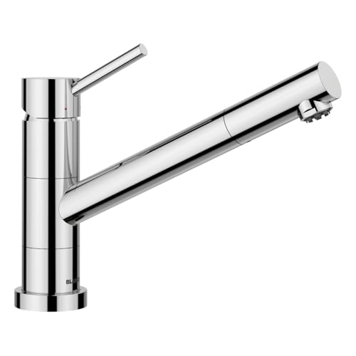 BLANCO KANO-F Vario | Küchenarmatur in chrom | Niederdruck | Mit herausziehbarem Schlauch | Vorfenstermontage | Keramik Kartusche | mit umstellbarer Brause für einen starken Strahl von BLANCO