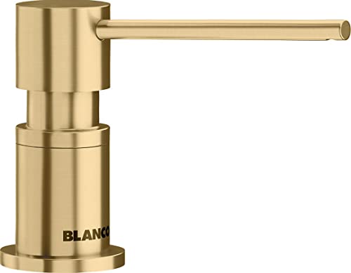 BLANCO LATO Spülmittelspender in satin gold | Passend zu allen BLANCO-Küchenarmaturen | Bequem von oben zu befüllen | Spüli | Seifenspender | 35 mm Lochbohrung erforderlich | Flascheninhalt 300 ml von BLANCO