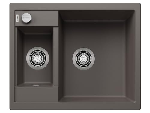 BLANCO METRA 6 | Granitspüle aus SILGRANIT vulkangrau | Einbauart: Einbau von Oben | reversibel | für 60 cm breite Unterschränke | Doppeltes Becken für eine benutzerfreundliche Nutzung von BLANCO