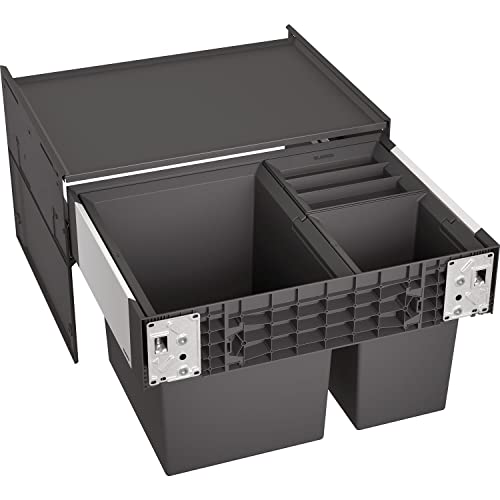 BLANCO SELECT II XL 60/3 | Abfall Müllsystem | für 60 cm breite Unterschränke | Auszugssystem zur Frontanbindung | 1 x 30 Liter und 2 x 8l Eimer | 1 x Eimerdeckel 8l | 400 mm Auszugstiefe von BLANCO