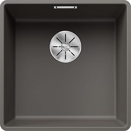 BLANCO SUBLINE 400-F | Granitspüle aus SILGRANIT vulkangrau | Einbauart: Flächenbündig | für 50 cm breite Unterschränke | Großes Beckenvolumen für optimale Nutzung | Reinigungsfreundliche Öberfläche von BLANCO