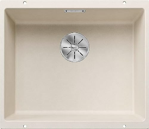 BLANCO SUBLINE 500-U | Granitspüle aus SILGRANIT softweiß | Einbauart: Unterbau | für 60 cm breite Unterschränke | Beckenform 2 in 1: zwei Becken, ein Ausschnitt und nur einmal montiert von BLANCO