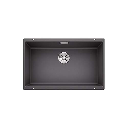BLANCO SUBLINE 700-U | Granitspüle aus SILGRANIT felsgrau | Einbauart: Unterbau | für 80 cm breite Unterschränke | Beckenform 2 in 1: zwei Becken, ein Ausschnitt und nur einmal montiert von BLANCO