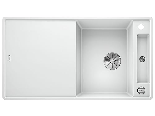 BLANCO AXIA III 5 S-F | Granitspüle aus SILGRANIT weiß | Einbauart: Flächenbündig | reversibel | mit Glasschneidbrett | für 50 cm breite Unterschränke | Reinigungsfreundliche Öberfläche von BLANCO
