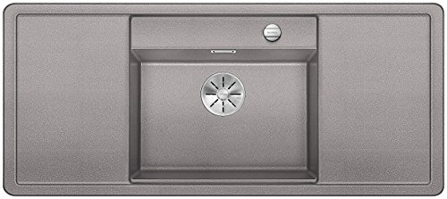 Blanco 523615 ALAROS 6 S 6 S SILGRANIT PuraDur mit Ablauffernbedienung, mit Zubehörr schwarz Becken mittig alumetallic, Alu Metallic von BLANCO