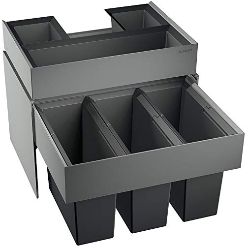 Blanco SELECT Orga 60/3 Abfallsorter Abfalleimer Mülleimer Abfallsammler, Metall, Kunststoff, schwarz/grau, 40 x 56,8 x 47,3 cm von BLANCO