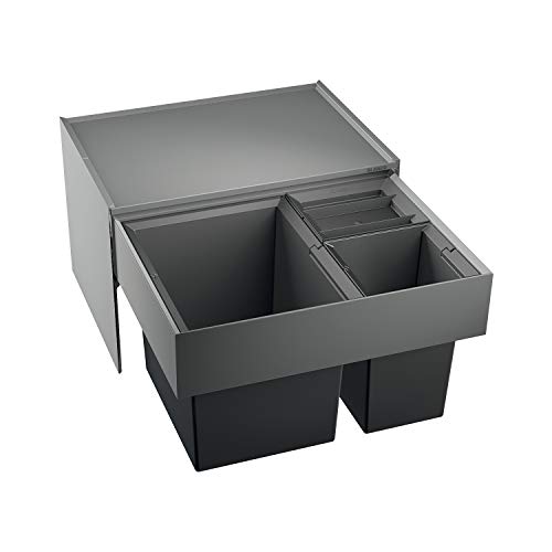 Blanco SELECT XL 60/3 Abfallsorter Abfalleimer Mülleimer Abfallsammler, Metall, Kunststoff, schwarz/grau, 40 x 56,8 x 36,1 cm von BLANCO