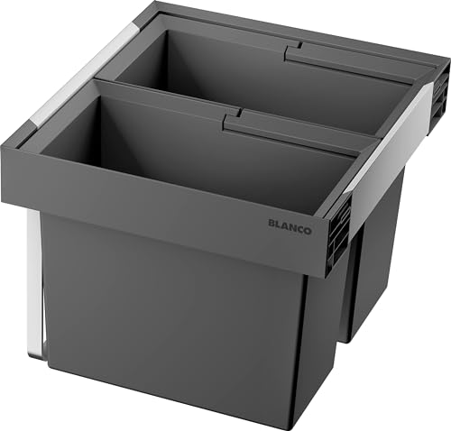 BLANCO FLEXON II low 60/2 | Abfall Müllsystem | für 60 cm breite Unterschränke | System zum Einbau in Schubladen | 1 x 30 Liter und 1 x 19 Liter Eimer | Minimale Einbauhöhe: 324 mm von BLANCO