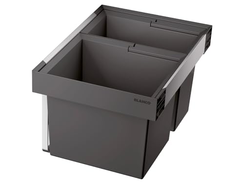 BLANCO FLEXON II low 60/2 | Abfall Müllsystem | für 60 cm breite Unterschränke | System zum Einbau in Schubladen | 1 x 30 Liter und 1 x 19 Liter Eimer | Minimale Einbauhöhe: 324 mm von BLANCO