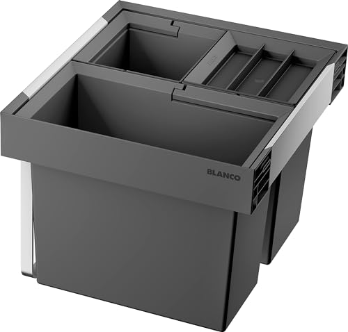 BLANCO FLEXON II low XL 60/3 | Abfall Müllsystem | für 60 cm breite Unterschränke | System zum Einbau in Schubladen | 1x 30 Liter und 2x 8 Liter Eimer | 1xEimerdeckel 8l | Minimale Einbauhöhe: 324 mm von BLANCO