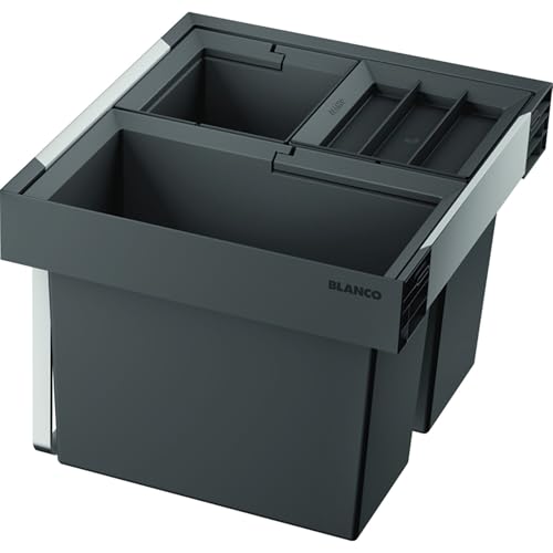 BLANCO FLEXON II low XL 60/3 | Abfall Müllsystem | für 60 cm breite Unterschränke | System zum Einbau in Schubladen | 1x 30 Liter und 2x 8 Liter Eimer | 1xEimerdeckel 8l | Minimale Einbauhöhe: 324 mm von BLANCO