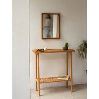 Massivholz Modern Entrway Tisch, Schmaler Langer Konsolentisch Mit Ablage, Schuhregal, Eichenholz Sofatisch, Mid Century Flurtisch Massivholz Modern Entrway Tisch, Schmaler Langer Konsolentisch Mit Ablage, Schuhregal, Eichenholz Sofatisch, Mid Century Flurtisch von BLANdesignstudio