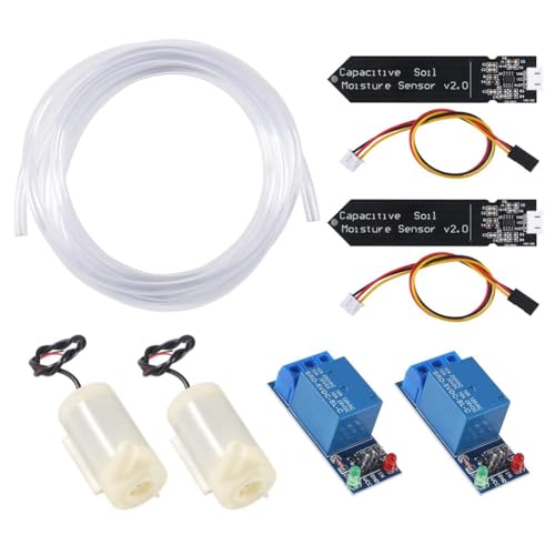 BLASHRD 1 Satz Automatisches Bewässerungs-DIY-Kit, Bewässerungssystem, Kapazitiver Bodenfeuchtesensor und Wasserpumpe für Gartenbewässerung zum Selbermachen von BLASHRD