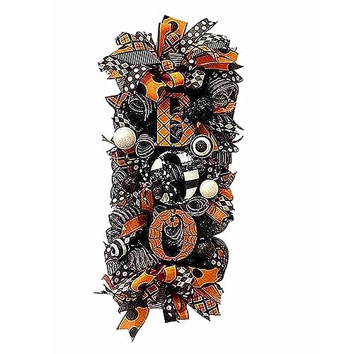 BLASHRD 1 Stück Halloween Dekoration Kranz Herbstkranz Halloween Spinnennetz und Bänder Kranz BLASHRD 1 Stück Halloween Dekoration Kranz Herbstkranz Halloween Spinnennetz und Bänder Kranz von BLASHRD