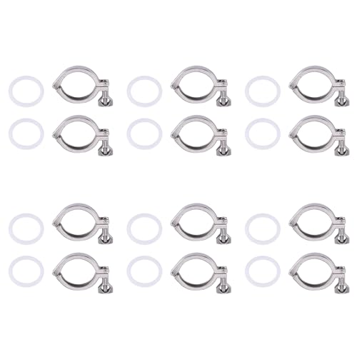 BLASHRD 12 Teilige Tri-Clamp Stahl Single Pin Hochleistungs Tri Clamp mit Flügel Mutter für Ferrule Tc mit Silikondichtung 2 von BLASHRD