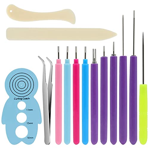 BLASHRD 14 StüCk Papier Quilling Werkzeug Teile Schlitz Kit, Verschiedene GrößEn, Roll EisstockschießEn Quilling Nadel Stift für Kunst, Mach Es Selbst, Papier von BLASHRD